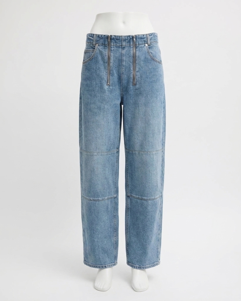 NEW TIBI classic wash denim fischer jeans in blue